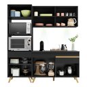 Ver imagem 6 de Armário de Cozinha Compacta 182cm com Leds Veneza Up Multimóveis V2019 Preto/Dourado