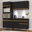 Ver imagem 3 de Armário de Cozinha Compacta 182cm com Leds Veneza Up Multimóveis V2019 Preto/Dourado