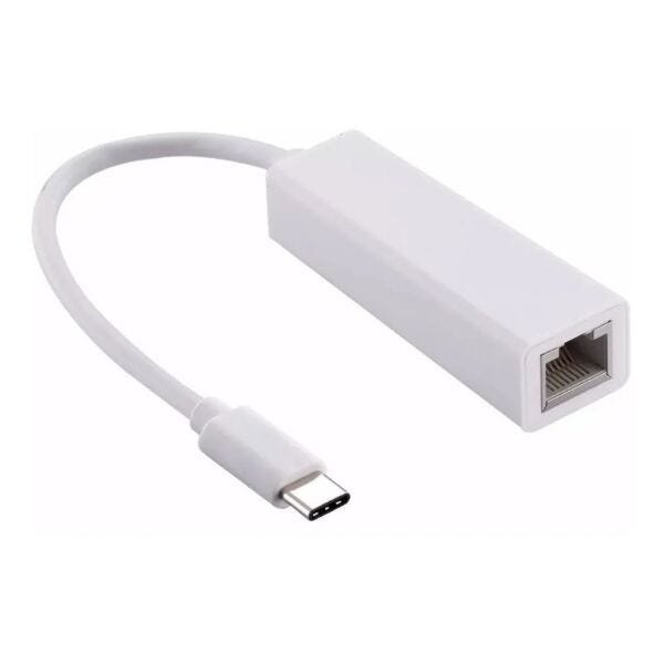 Cabo Conversor Usb Tipe-c Para Rede Rj45 Ethernet 10/100 Branco - KYRTL8152B 4970