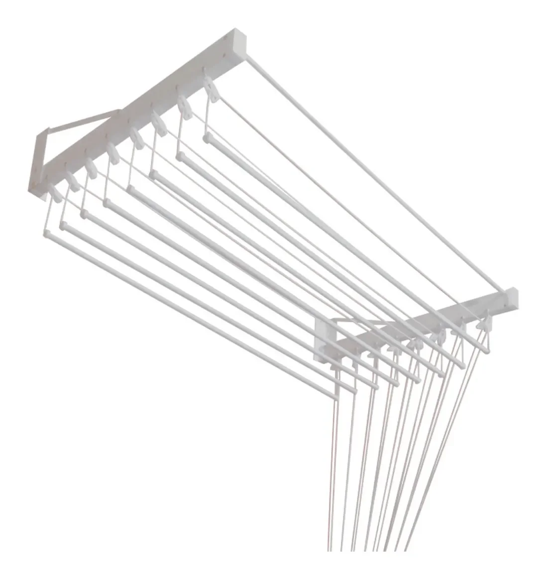 Varal De Parede Individual 140cm x 06 Varetas - Em Alumínio Branco - 1