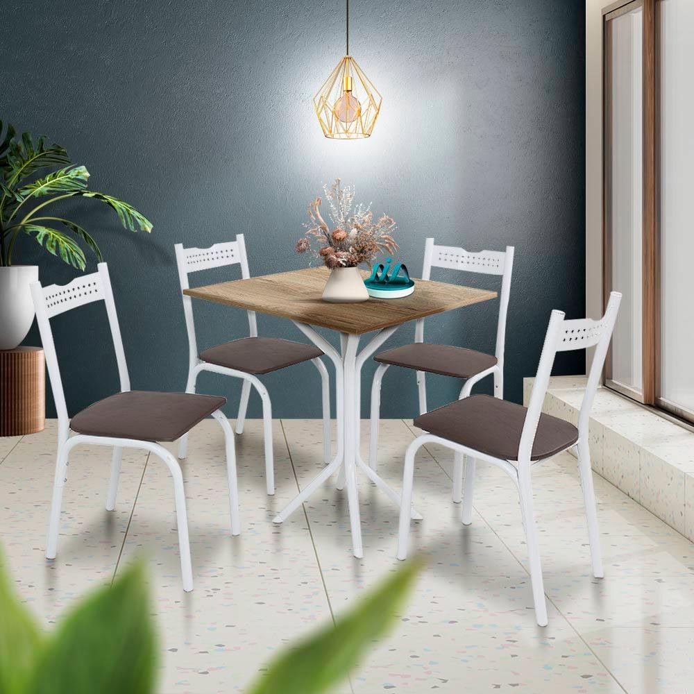 Mesa para Cozinha Pequena 4 Cadeiras Branco Carvalho Alexia Jm Móveis ...