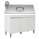 Ver imagem 3 de Balcão de Cozinha com Pia Inox 120cm 3 Portas Manu Branco - AJL Móveis