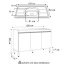 Ver imagem 5 de Balcão de Cozinha com Pia Inox 120cm 3 Portas Manu Branco - AJL Móveis