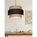 Ver imagem 2 de Lustre Sala de Jantar com Desvio Vivare Md-4397 Cúpula em Tecido 40cm Palha Preto Palha 110v 220v