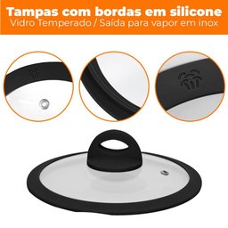 Conjunto de Panelas de Indução Antiaderente Cerâmica Viena Preto 5 Peças - Casambiente - 3