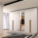 Ver imagem 1 de Guarda-roupa Casal Classic 6 Portas 6 Gavetas 100% Mdf com Espelho Branco - Panorama Móveis