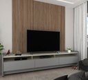 Ver imagem 2 de Rack para TV 2.2 com Rodízio Sublime Cinza com Off White - Gelius Móveis