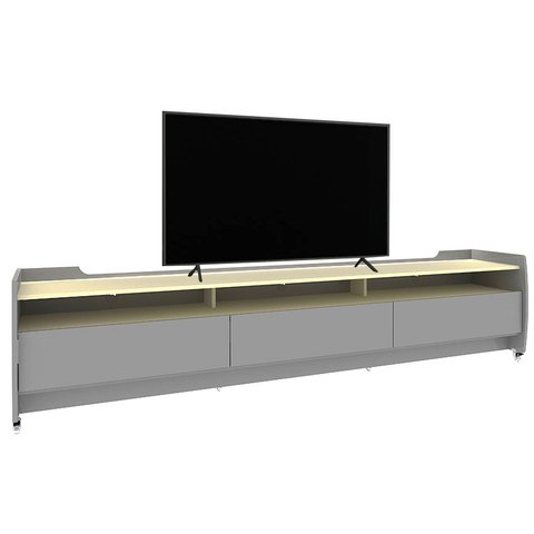 Rack para TV 2.2 com Rodízio Sublime Cinza com Off White - Gelius Móveis