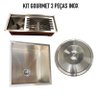 Cuba Cozinha Gourmet Pia Aço Inox E Acessórios/ Kit Escorredor + Lixeira de Lixo Embutida Novidade A - 2
