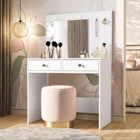 Penteadeira Camarim Ideal com Espelho e Led Branco Moval