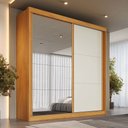 Ver imagem 2 de Guarda-roupa Casal Mali 2 Portas 3 Gavetas 100% Mdf com Espelho Peroba/off White - Europa Móveis