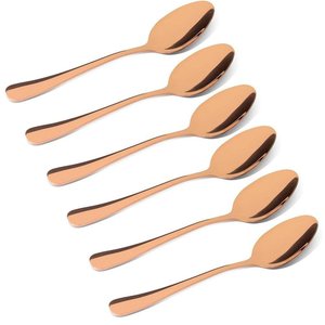 Kit Jogo de Colher Refeição Gold Rose 12pç Inox Rústico Luxo