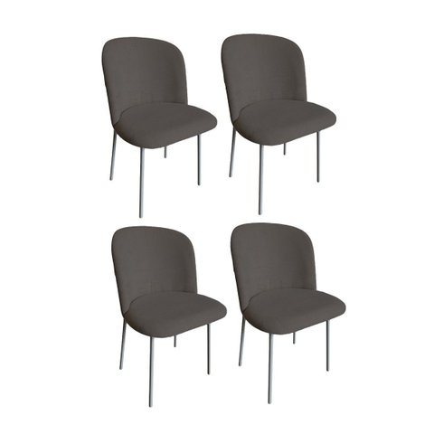 Kit 4 Cadeiras Sala de Jantar Base Fixa Aço Cinza Elana Jvb Móveis: Cinza