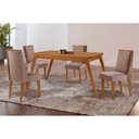 Ver imagem 1 de Sala de Jantar Completa Havana C/ Tampo Madeirado Canto Curvo 120x80cm e 4 Cadeiras Tilia Naturale