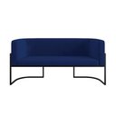 Ver imagem 4 de Sofá Namoradeira 2 Lugares Moderna Base Metal Black – Balaqui Cor:azul Marinho
