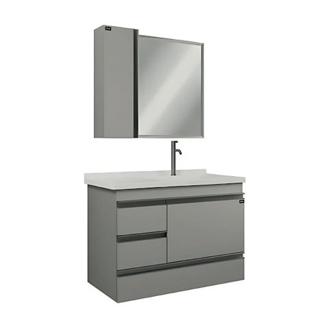 Conjunto Gabinete de Banheiro MDF Monza com Cuba e Espelho:Cobalto