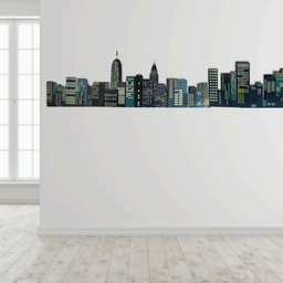 Adesivo de Parede Decoração Prédios Cidade a Noite - 1