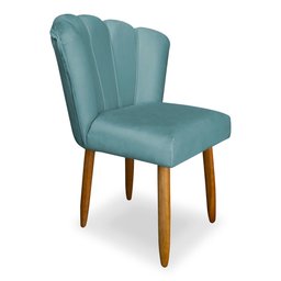 Cadeira Pétala Decorativa Sala Quarto Escritório Veludo Azul Turquesa - Ninho Decor - 2