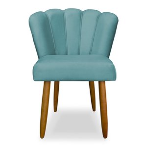 Cadeira Pétala Decorativa Sala Quarto Escritório Veludo Azul Turquesa - Ninho Decor
