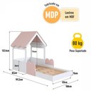 Ver mais imagens de Cama Montessoriana Infantil Casa Solteiro Branco/rosa - Completa Móveis