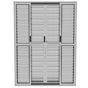 PORTA BALCÃO 6 FOLHAS L25 - C/ FECHADURA - ALUMÍNIO BRILHANTE 2,10 X 2,00M