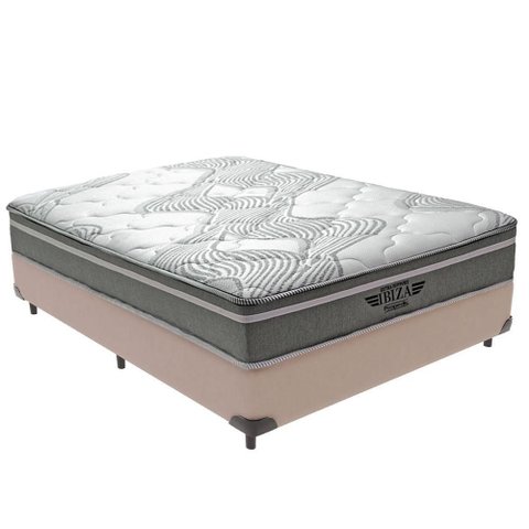 Cama Box com Colchão Viúvo Ibiza Pillow Top Molas Ensacadas Bege Vtech