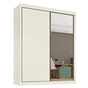 Ver imagem 3 de Guarda Roupa Zurique 1 Porta Espelhada 100% Mdf Off White - Móveis Europa