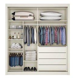 Guarda Roupa Zurique 1 Porta Espelhada 100% Mdf Off White - Móveis Europa - 3