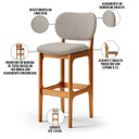 Ver imagem 4 de Banqueta Alta Bar Cozinha Sala Jantar Fixa Betta L02 Imbuia Linho Bege - Lyam Decor