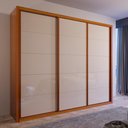 Ver imagem 1 de Guarda Roupa Casal Imperius 3 Portas de Correr 6 Gavetas MDF Naturale-Off Bom Pastor Móveis 271cm