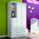 Ver imagem 2 de Guarda-Roupa Infantil 3 Portas e 2 Gavetas Pique-Esconde Flex Branco e Branco/Rosa Chá - Henn