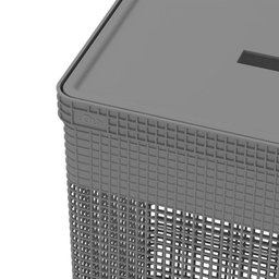 Cesto de Roupa Grid Chumbo 49 L com Tampa 38 x 28 x 55,2 cm - 3