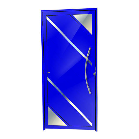Porta Alumínio Lambril Oasis c/Puxador D.Azul 90 Brimak