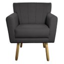 Ver imagem 4 de Kit 02 Poltronas Laura Pés Palito Linho Cinza Escuro - ADJ Decor