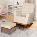 Ver imagem 2 de Poltrona de Amamentação e Descanso Paris com Base Balanço e Puff Bouclé Off White - Desk Design