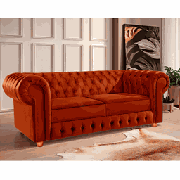 Namoradeira Chesterfield Bourbon 3 Lugares Via Encanto Veludo Cobre - 2