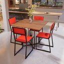 Ver imagem 1 de Conjunto Mesa de Jantar Quadrada Imbuia 4 Cadeiras Estofado Riviera Industrial Don Castro Deco