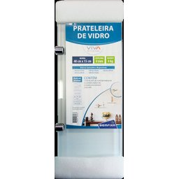 Prateleira de vidro Retangular 40X15cm Bemfixa - 4 Prateleira de vidro Retangular 40X15cm Bemfixa - 4