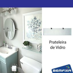Prateleira de vidro Retangular 40X15cm Bemfixa - 3 Prateleira de vidro Retangular 40X15cm Bemfixa - 3
