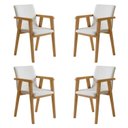Ver imagem 1 de Kit 4 Cadeiras com Braço para Sala de Jantar Pés Madeira Maciça Flora Bege/Cinamomo/Veludo Palha