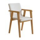 Ver mais imagens de Kit 4 Cadeiras com Braço para Sala de Jantar Pés Madeira Maciça Flora Bege/Cinamomo/Veludo Palha
