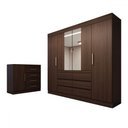 Ver imagem 3 de Guarda-roupa Casal Honey 4 Portas 6 Gavetas 1 Porta 4 Gavetas Espelho Ébano - Pm