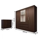 Ver imagem 4 de Guarda-roupa Casal Honey 4 Portas 6 Gavetas 1 Porta 4 Gavetas Espelho Ébano - Pm