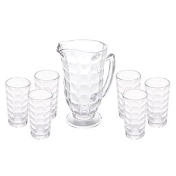 Conjunto Jarra 1 Litro Com 6 Copos de Vidro 270ml Xadrez Lyor - 1