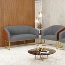 Ver imagem 2 de Namoradeira e Poltrona Industrial Dourado Stella Noz/linho D03 - D'Rossi