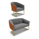 Ver imagem 1 de Namoradeira e Poltrona Industrial Dourado Stella Noz/linho D03 - D'Rossi