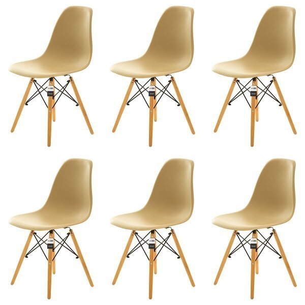 Kit 6 Cadeiras Charles Eames Eiffel Dsw - Nude Escuro - Kza Bela