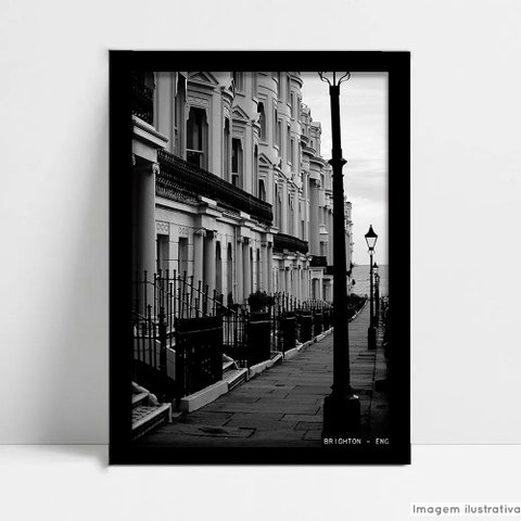 Quadro Decorativo Monumento Cidade Brighton em Moldura Caixa Tacolado Moldura Caixa 3cm Freijó com V