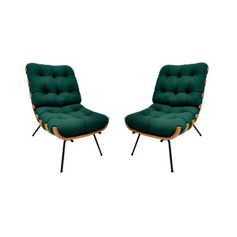 Kit 02 Poltronas Costela Suede Verde Militar