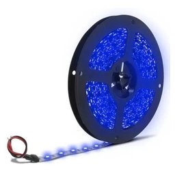 Fita Led Azul 5 Mts C/dupla Face 3528 12v com Silicone +fonte - 1